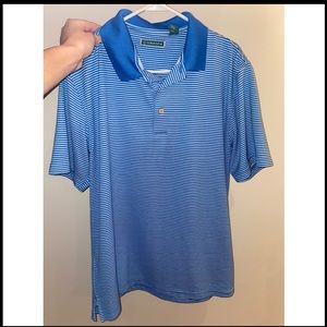 Blue and White Striped CUBAVERA Golf Polo